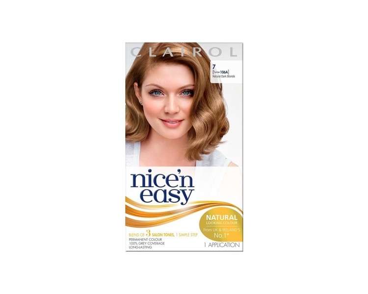 Clairol Nice'n Easy Permanent Hair Dye 106A/7 3.3 Natural Dark Neutral Blonde 7 Dark Blonde