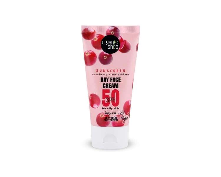 Organic Shop Sunscreen Day Face Cream 50 SPF for Oily Skin 50ml