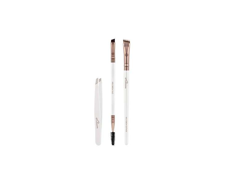 Luvia Prime Brow Kit Brush Set with Tweezers and 3 Vegan Cosmetic Brushes