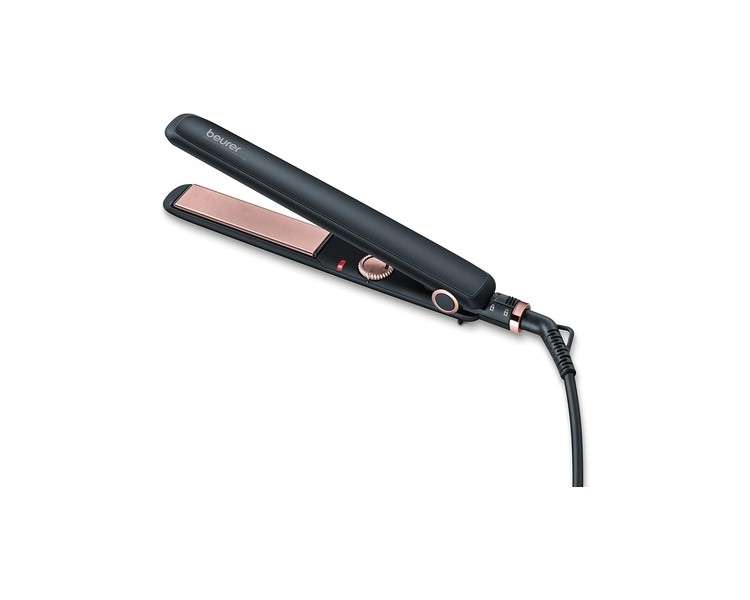 Beurer HS 30 Hair Straightener with Ceramic Tourmaline Coating and Fast Heating Black/Rose