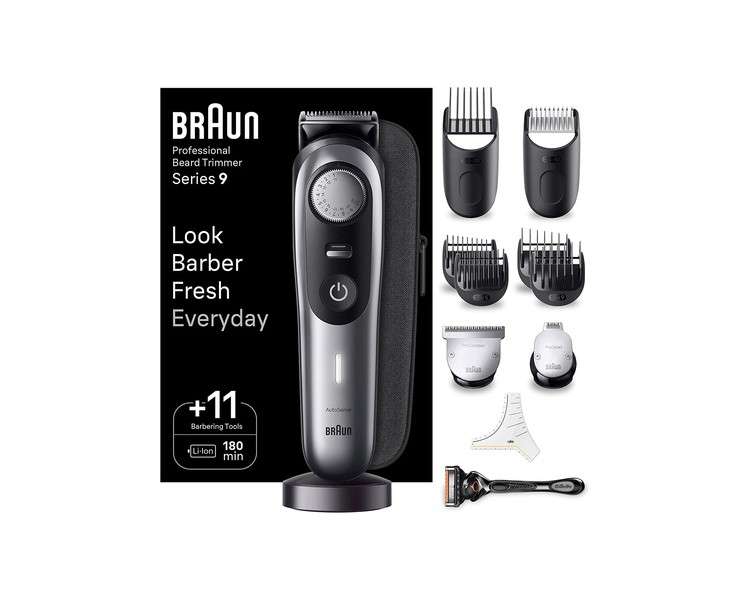 Braun Series 9 BT9440 Beard Trimmer with Barber Tools and 180 Minute Runtime