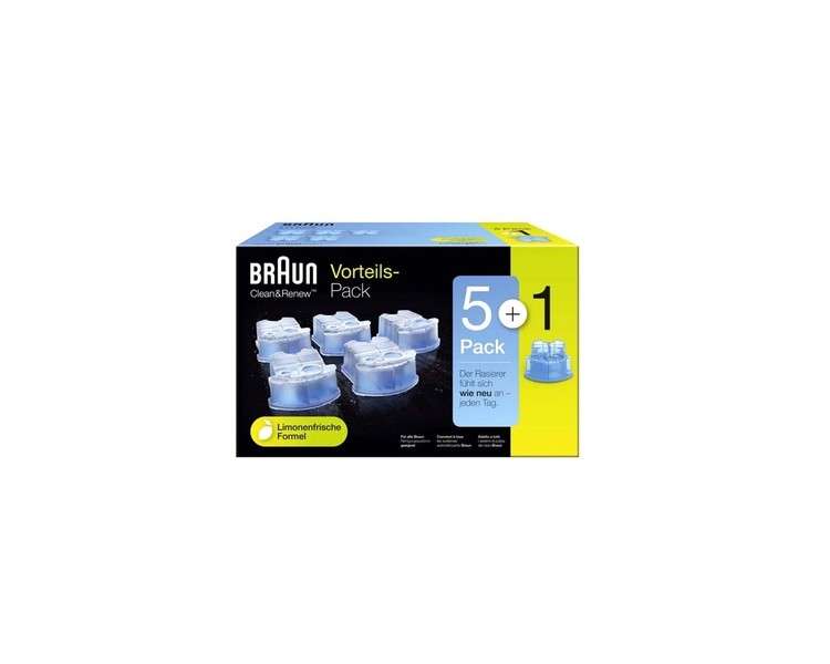 Braun Razor Cartridge CCR5+1 6 Pack Cleaning Lubrication Refreshment Blue