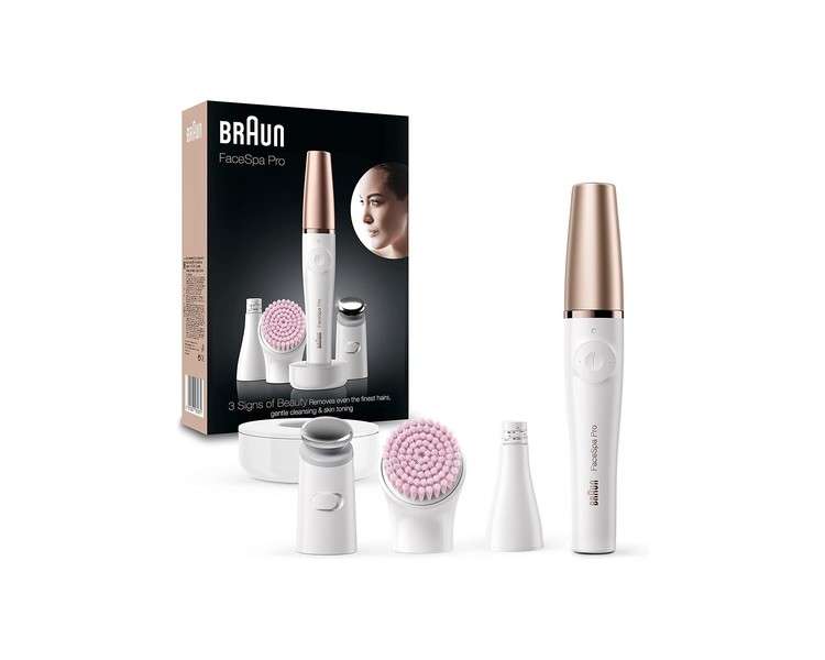 Braun FaceSpa Face Epilator with Facial Cleansing Brush and Toning Head SE912 White/Bronze