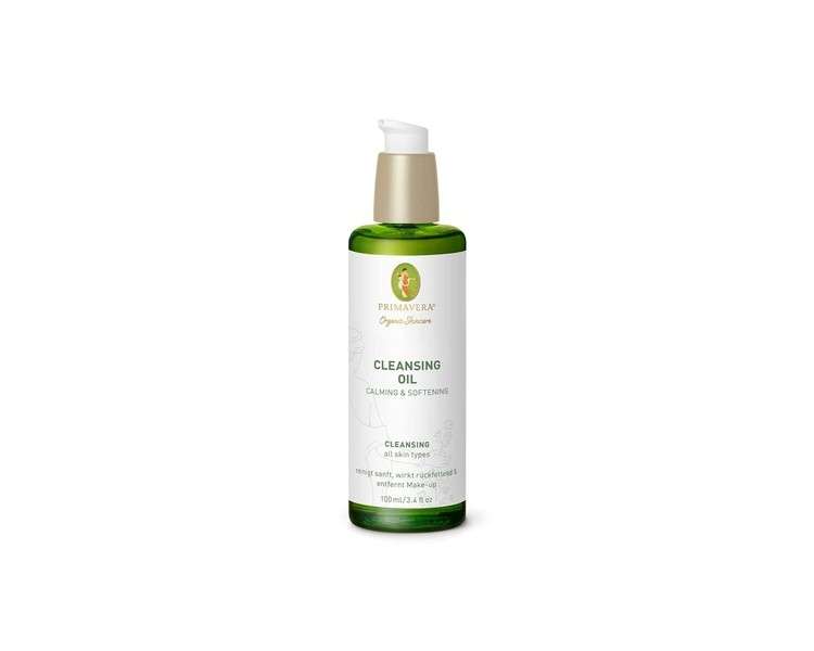 PRIMAVERA Calming & Softening Cleansing Oil 100ml - Natural Face Cleanser for All Skin Types - Removes Makeup and Nourishes Skin - Vegan