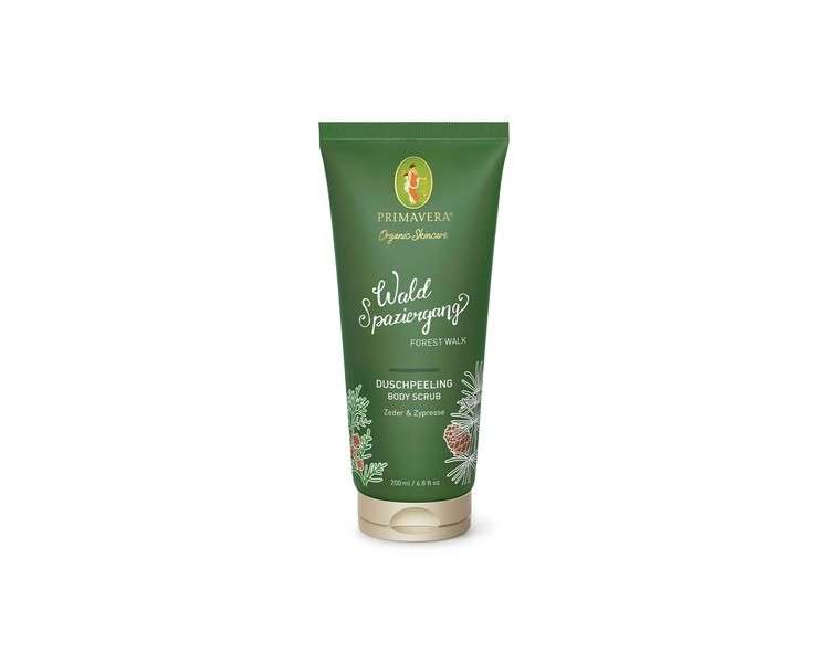 PRIMAVERA Waldspaziergang Body Scrub 200ml - Cedar and Cypress Scented Natural Exfoliant - Vegan