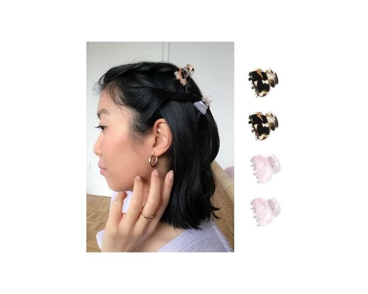 invisibobble Clipstar Small Non-Slip Hair Clips Pink & Brown Leopard