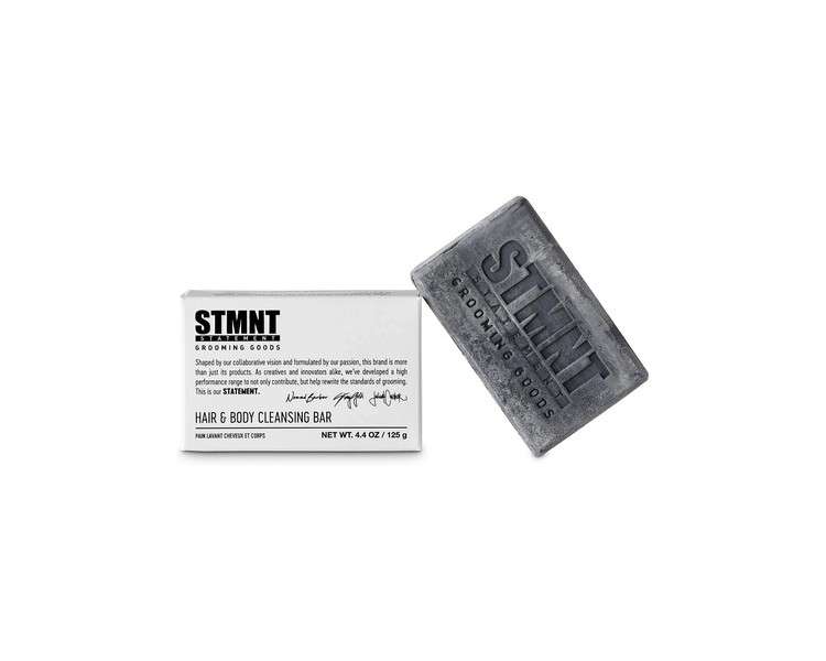 STMNT Grooming Goods Hair & Body Cleansing Bar 125g with Activated Charcoal - SLS/SLES Sulfate Free