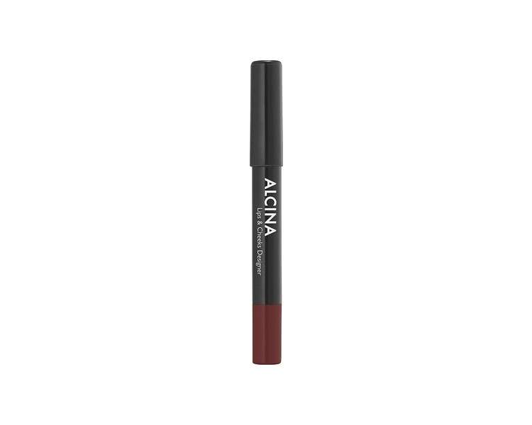 ALCINA Lips & Cheeks Designer Brown High-Pigment Color with Velvety-Matte Finish 2-in-1 Lipstick and Blush