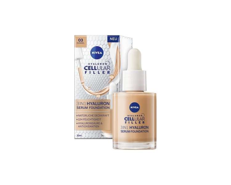 Nivea Cellular Filler 3-in-1 Hyaluronic Serum Foundation Dark 30ml