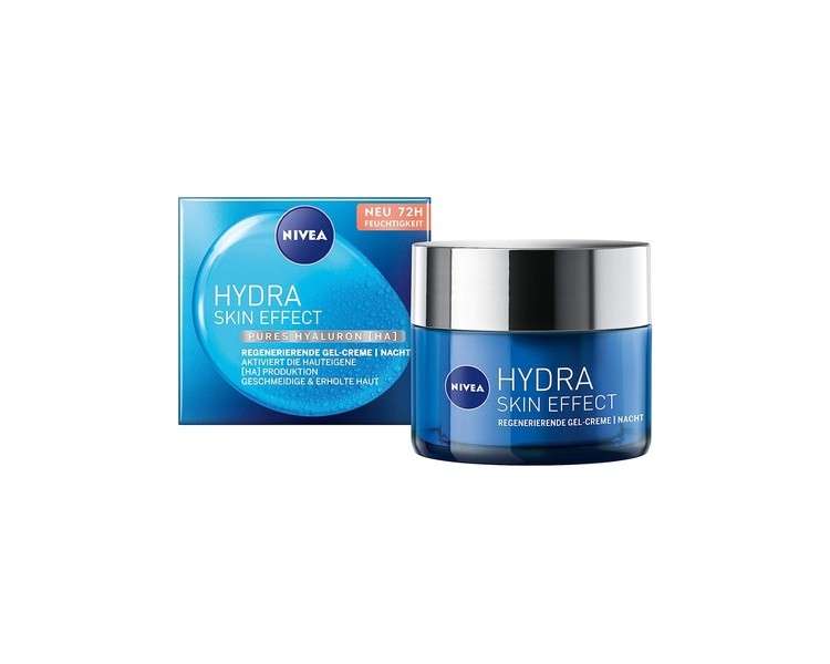 NIVEA Hydra Skin Effect Regenerating Gel Cream 50ml Night Cream with Pure Hyaluronic for 72 Hours Moisture