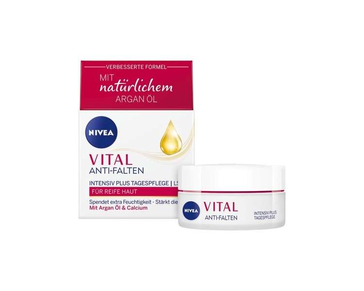 NIVEA VITAL Intensiv Plus Day Care Moisturizer 50ml with Natural Argan Oil and Calcium for Daily Care of Mature Skin