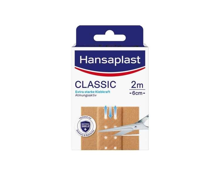 Hansaplast Classic Plaster 2m x 6cm with Extra Strong Adhesive and Bacteria Shield