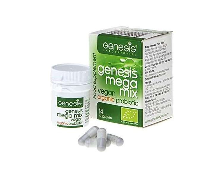 The First Vegan Probiotic Genesis Mega Mix 14 Capsules with Lactobacillus and Bifidobacterium Strains - BIO Organic