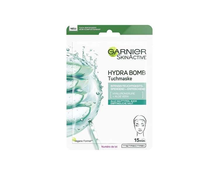 Garnier Hydra Bomb Cloth Face Mask with Hyaluronic Acid and Aloe Vera 28g