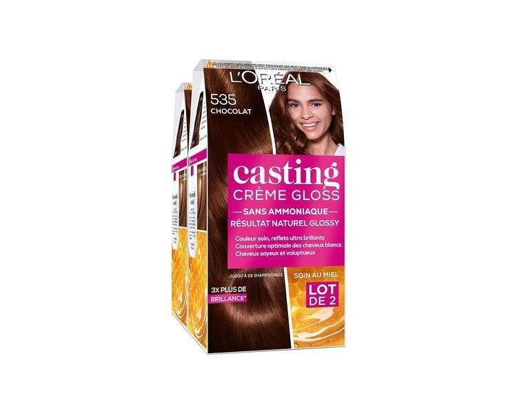 L'Oréal Paris Casting Crème Gloss Ammonia-Free Shimmering Tones 535 Chocolat 2 Pack