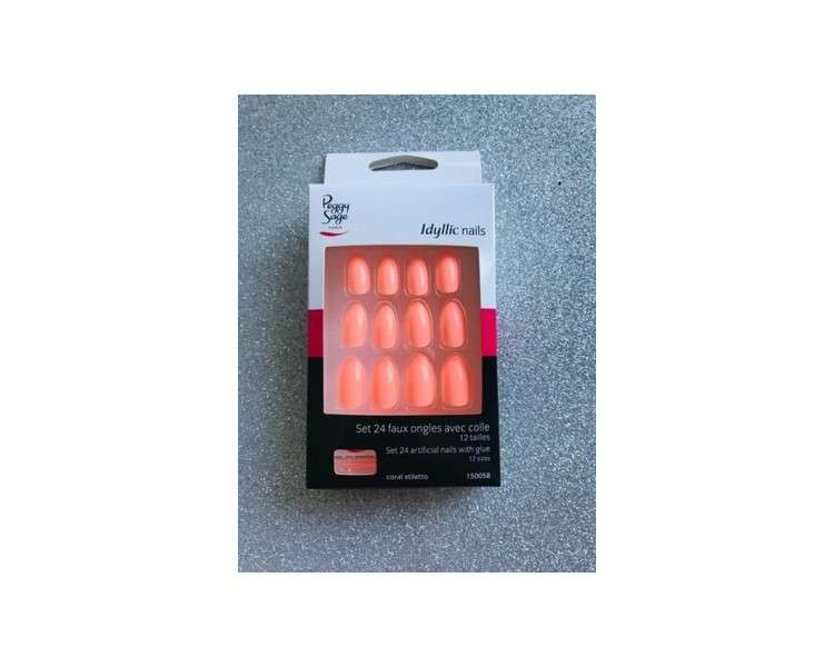 PEGGY SAGE Idyllic Nails Artificial Nail Set with Glue 24 Nails Coral