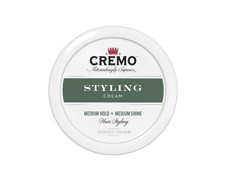 CREMO Barber Grade Hair Styling Cream for Men Medium Hold and Medium Shine 113g