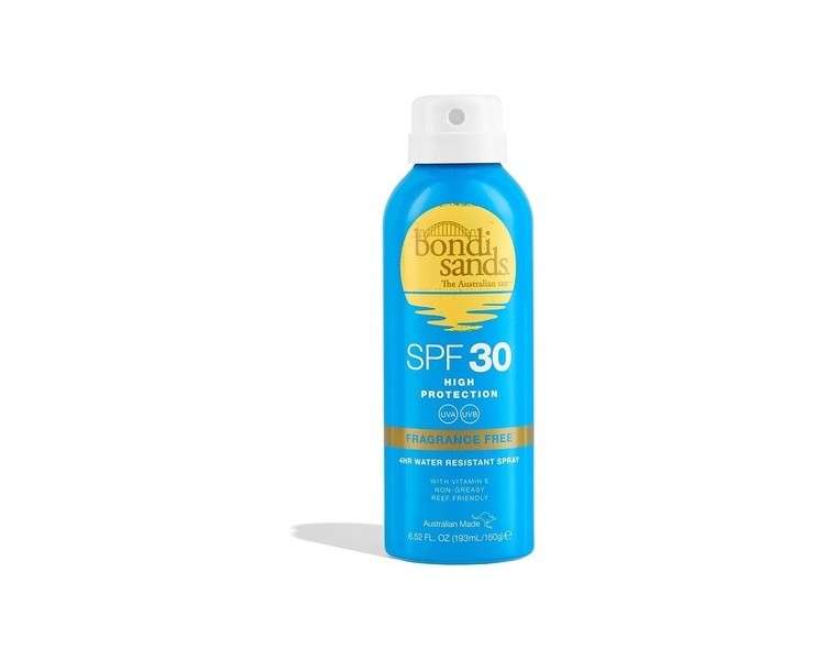 Bondi Sands Fragrance Free Sunscreen Aerosol Mist SPF 30 Broad Spectrum Formula 160g/5.64 Oz