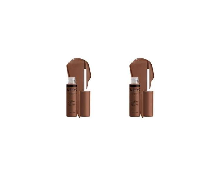 NYX Professional Makeup Butter Gloss Brown Sugar Fudge Me Non-Sticky Lip Gloss 0.28 Fl Oz - Pack of 2