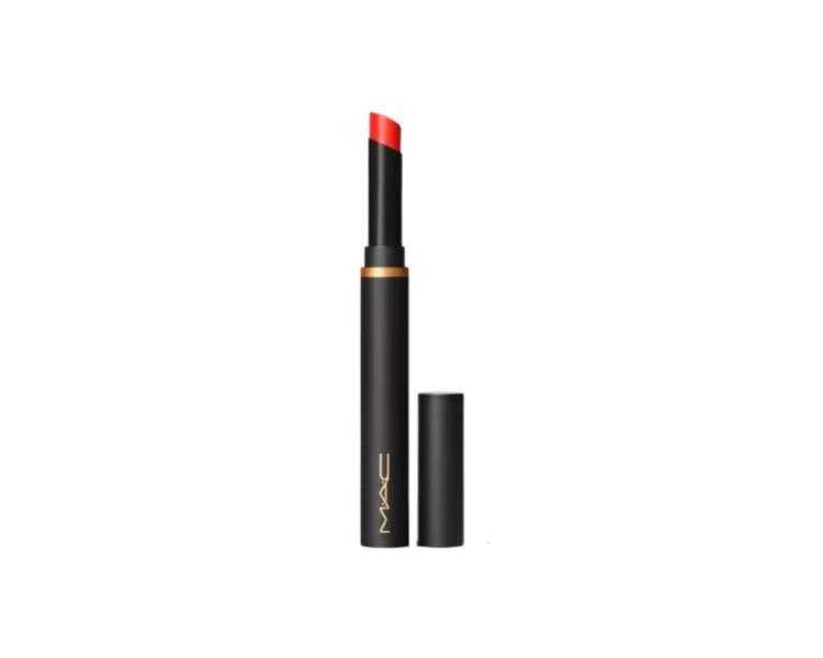 MAC Powder Kiss Velvet Blur Slim Stick Lipstick 875 Devoted To Danger Bright Orange Red