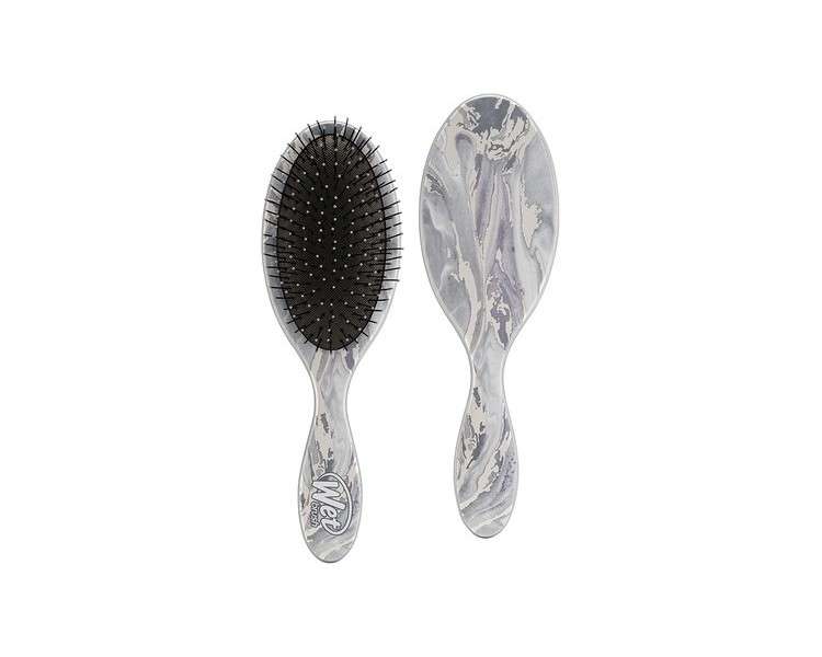 WetBrush Original Detangler Hair Brush with Ultra Soft Intelliflex Bristles Metallic Marble Collection Silver Marble Silver