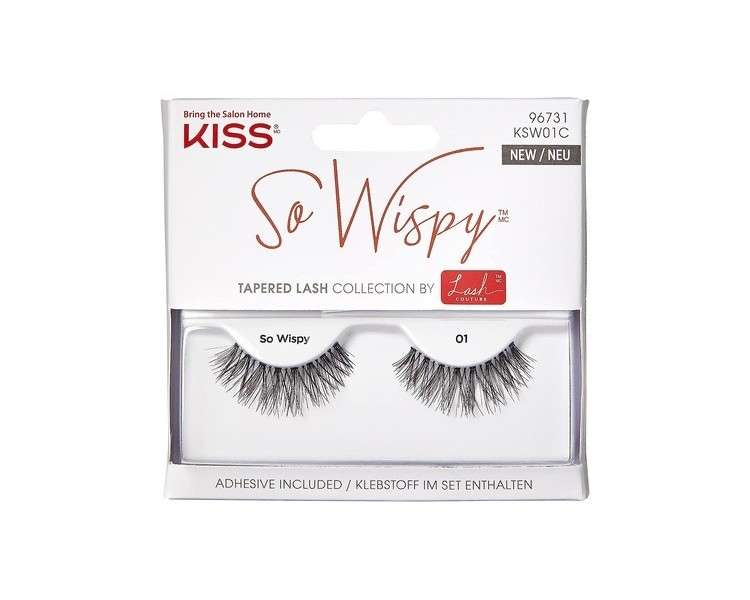 Kiss Lash Couture So Wispy Collection Volumizing Fake Lashes Style 01 with Aloe Infused Lash Glue