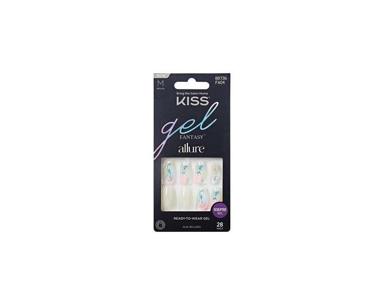 KISS Gel Fantasy Allure Medium Nails Glue-On Sculpted Band of Color 28 Piece Set