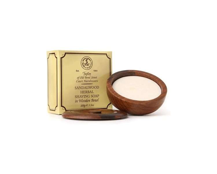 Taylor of Old Bond Street Sandalwood Herbal Shaving Soap 100g Wooden Bowl