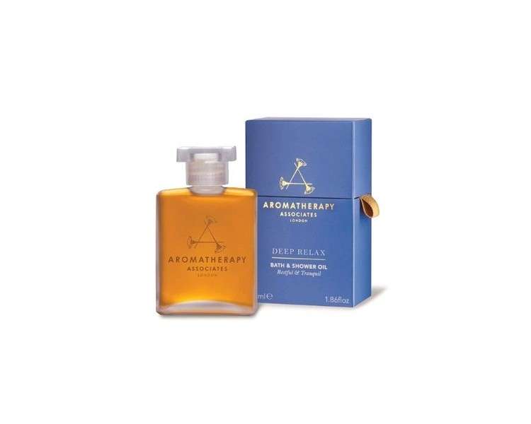 Aromatherapy Associates Deep Relax Bath and Shower Oil 55ml with Earthy Vetiver, Calming Chamomile, and Soothing Sandalwood Essential Oils - Deep Relaxation