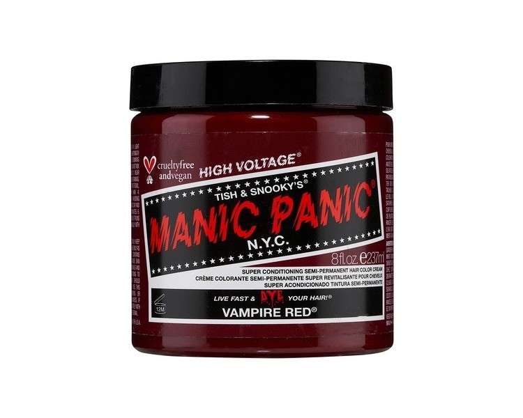 Manic Panic High Voltage Classic Cream Formula Hair Dye 8oz Vampire Red