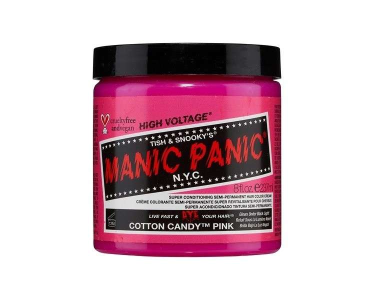 Manic Panic High Voltage Classic Cream Formula Hair Dye 8oz Cotton Candy Pink