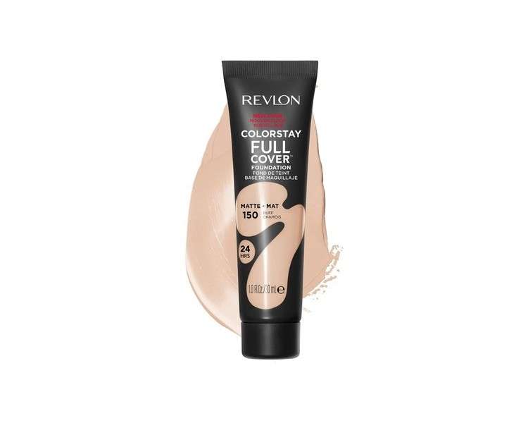 Revlon ColorStay Full Cover Longwear Matte Foundation Heat & Sweat Resistant Lightweight Face Makeup 30ml 150 Buff