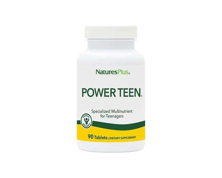 NaturesPlus Source of Life Power Teen Vegetarian Tablets - Teen Multivitamin with Minerals and Whole Foods for Mental Focus and Energy Booster - 90 Tablets