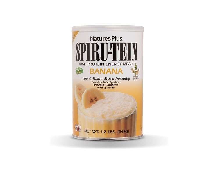 NaturesPlus SPIRU-TEIN Shake Banana Flavor 1.2 lbs Plant Based Meal Replacement 16 Servings