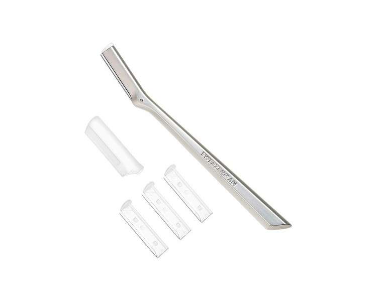 Tweezerman Facial Razor Dermaplaner with 3 Spare Blades Silver