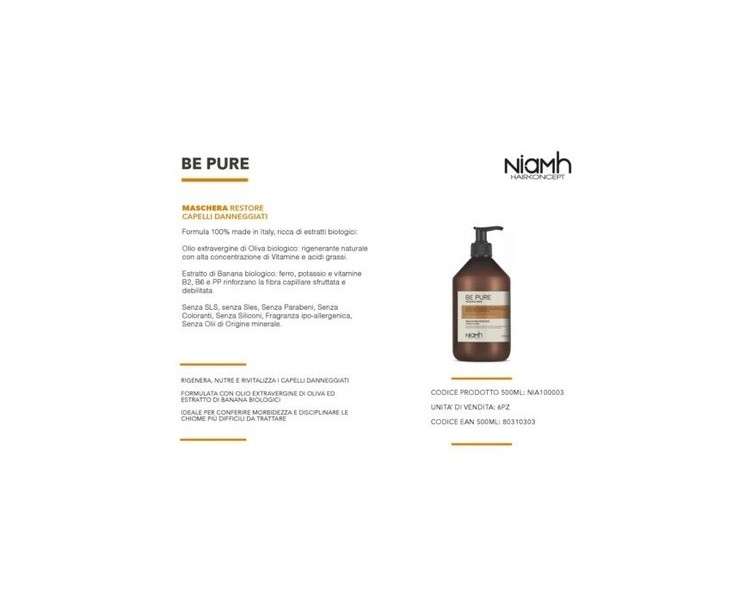 Niamh Be Pure Damaged Hair Restore Mask 500ml