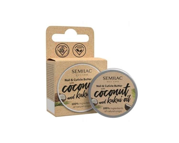 Semilac Nail Care Cuticle and Nail Butter with Coconut Oil and Kukui 12g