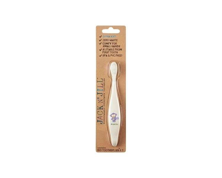 Jack N' Jill Kids Plastic Free Bio Toothbrush with Soft Nylon Bristles and Ergonomic Handle - Monkey