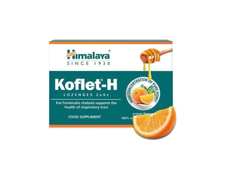 Himalaya Herbals Koflet-H Lozenges Orange Flavor with Honey, Ginger and Essential Oils 12 Lozenges