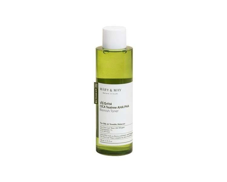 Mary&May Vegan CICA Tea Tree AHA PHA Toner Soothing & Calming 200ml