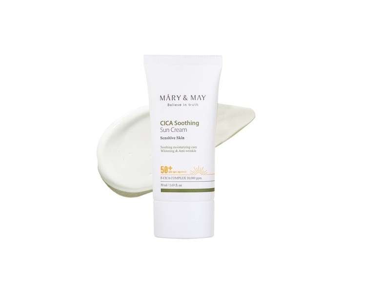 Mary&May CICA Soothing Sun Cream SPF50+ PA++++ 50ml Korean Sunscreen Face Vegan Daily Care