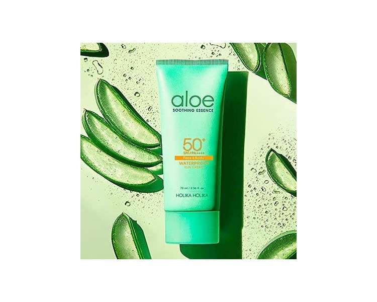 Holika Holika Aloe Waterproof Sun Cream 70ml - Mild, Soft, Moisturizing, Non-Sticky, No White Cast, Aloin Free Sunscreen