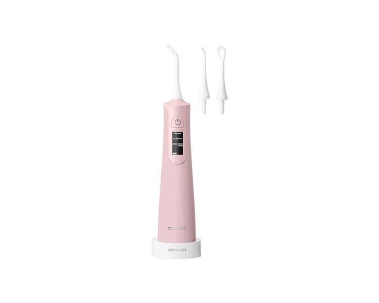 Concept Household ZK4022 Cordless Water Flosser with Charging Station 3 Intensity Levels and 3 Interchangeable Nozzles Pink