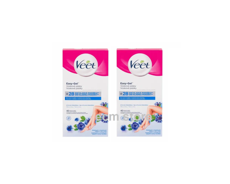 Veet Easy-Gel Sensitive Skin Body Legs Wax Bands 40 pcs