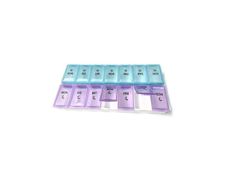 EWANTO Tablet Box Pill Box 7 Days Morning Evening 14 Compartments - Pack of 2