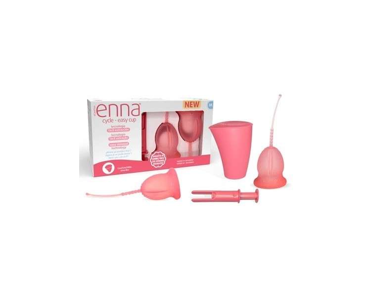 Enna Cycle Easy Menstrual Cup Size M with Mounting Cups, Applicator, Sterilizer, and Transport Box