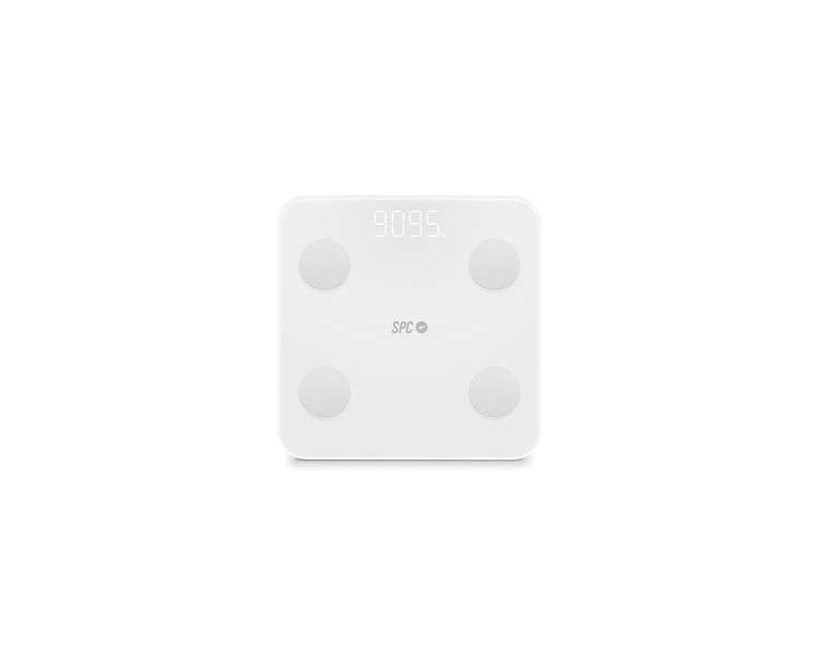 SPC Atenea Fit 3 Digital Body Fat Scale with Bioimpedance 18 Weight Metrics BMI Visceral Fat Muscle Mass Basal Metabolic Rate 10 Users App Tracking Bluetooth White 4 Electrodes