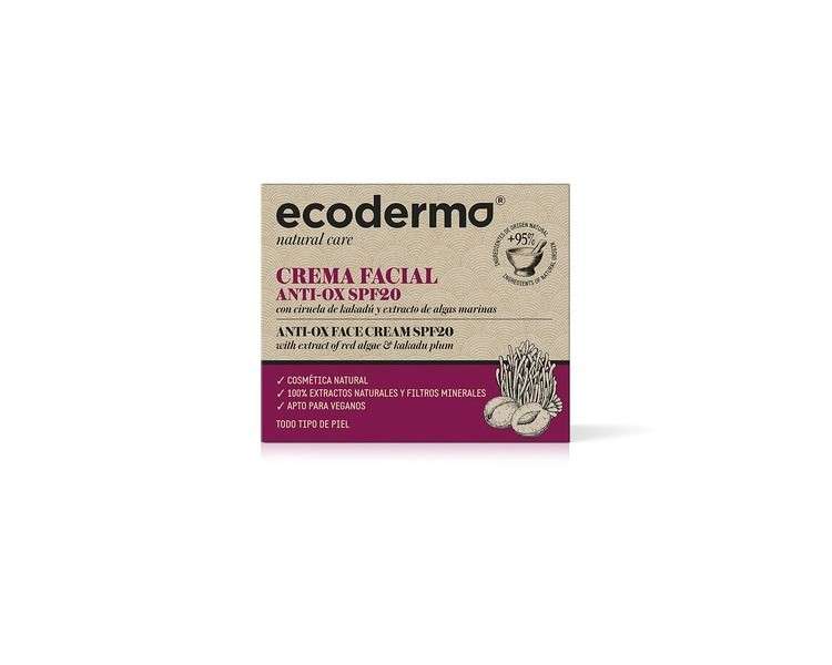 Ecoderma Anti-Ox Face Cream SPF20 50ml Provides Brightness Turgence and Cell Protection Against UV Exposure