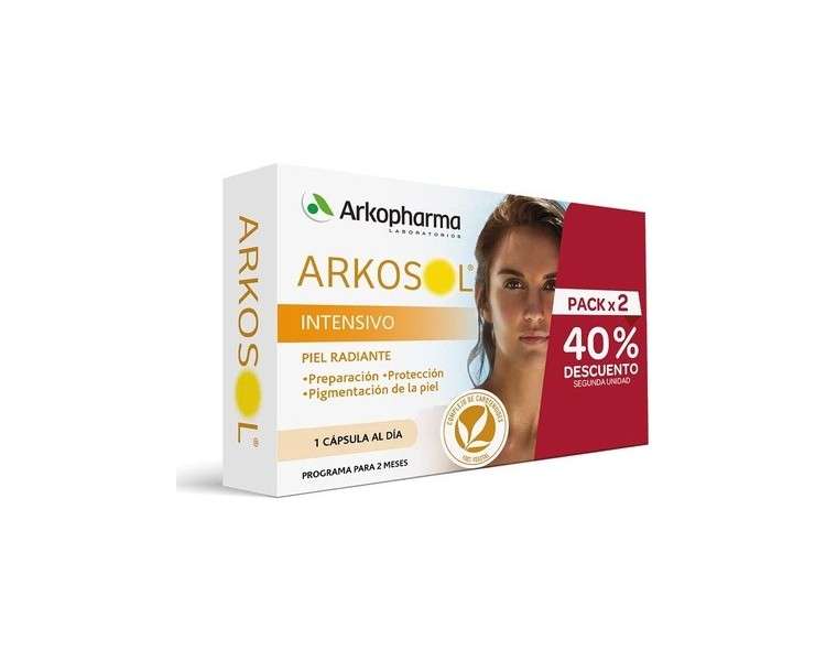 Arkopharma Arkosol Intensive 60 Capsules - Dietary Supplement for Inner Tanning and Skin Protection for All Skin Types