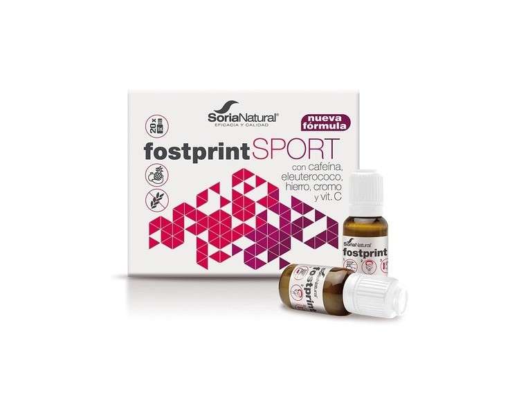 Soria Natural Fost Print Sport Dietary Supplement for Immediate Energy for Athletes 20 Vials of 15ml Each